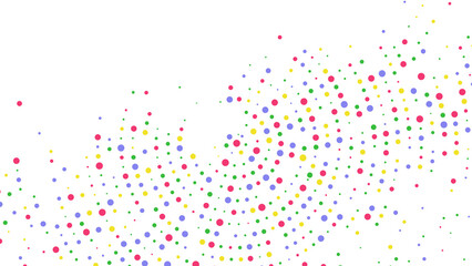 Rainbow vector abstract background of circular dots. Texture of particles. Random maze, puzzle. Chaotic ornament. Circular pattern of point. Design of banner, poster website, frames social networks.