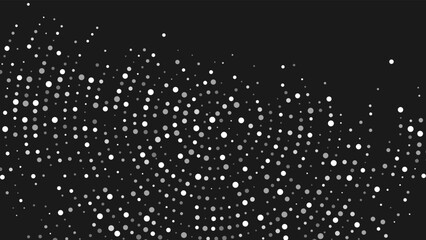 Halftone vector abstract background of circular dots. Texture of particles. Random maze, puzzle. Chaotic ornament. Circular pattern of point. Design of banner, poster website, frames social networks.