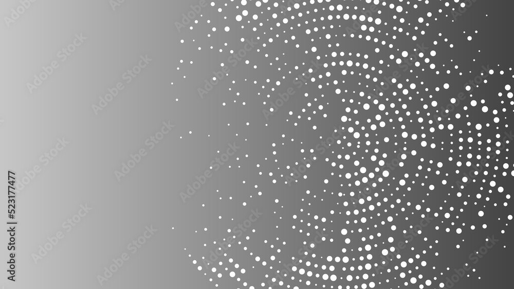 Poster halftone vector abstract background of circular dots. texture of particles. random maze, puzzle. cha