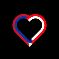 unity concept. heart ribbon icon of philippines and chile flags. vector illustration isolated on black background