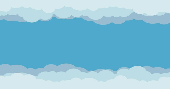 animated background of clouds in blue sky top and bottom view