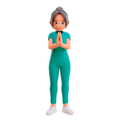 3d render nurse greeting in the hospital gown uniform.