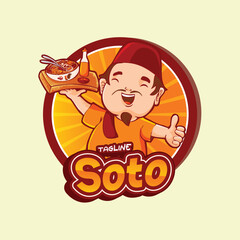 soto indonesian food character mascot