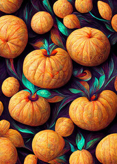 Halloween theme art with pumpkins