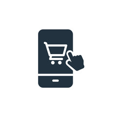 Online shopping icon in trendy flat style isolated on white background.  smartphone shopping symbol for web and mobile apps.
