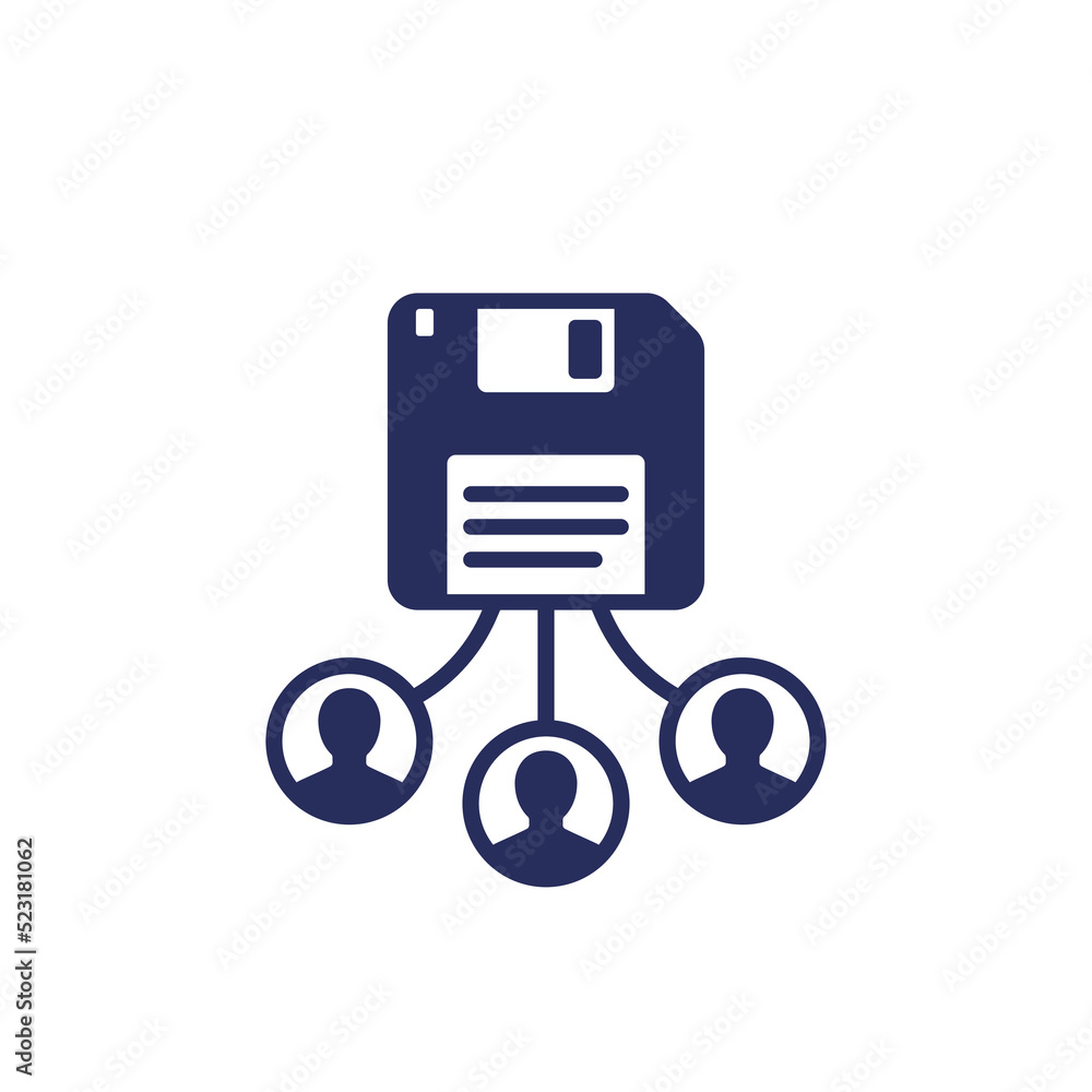 Poster storing user data icon on white