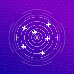 flight radar vector design with airplanes