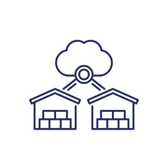 Cloud platform for warehouses line icon