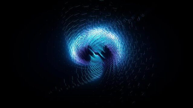 Abstract background 3D animation shiny futuristic object made of geometric elements transforms and rotates in space loop. Great for scientific, technological, industrial, futuristic, luxury, sci-fi il