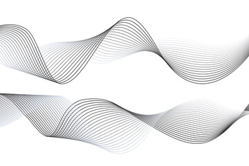 Abstract wavy gray stream element for design on a white background isolated. It used for Web, Desktop background, Wallpaper, Business banner, poster. Wave with lines created using blend tool.