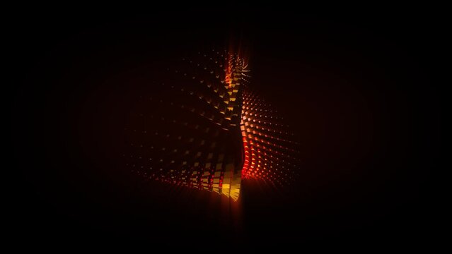 Abstract 3D render futuristic sci-fi construction of shiny sphere lights rings and other objects rotating transforming. Great for scientific, technological, industrial, futuristic, luxury, sci-fi illu