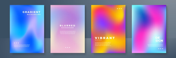 Abstract deep red and blue vibrant gradient colors backgrounds for fashion flyer, brochure design. Set of soft, bright gradient wallpaper for mobile apps, ui design, banner, poster