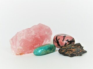 Stones with flowers on a white background
