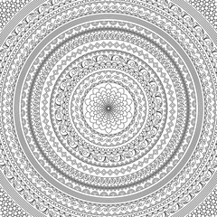 Zentangle doodle art bohemian pattern with culves, spirals, mandalas and ornaments. Black and white hippie style texture.