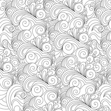 Zentangle doodle art bohemian pattern with culves, spirals, mandalas and ornaments. Black and white hippie style texture.