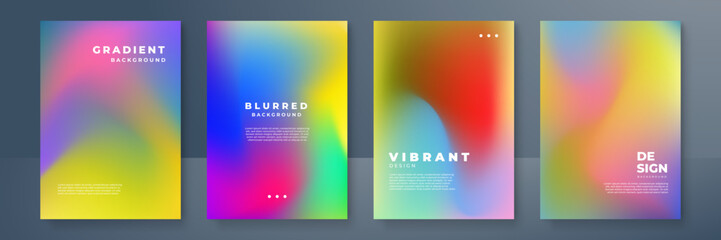 Color gradient modern background set. Screen vector design for mobile app. Spring, fresh soft color abstract gradients.