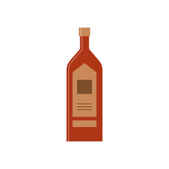 Bottle of whiskey or liquor, great design for any purposes. Cognac, brandy, rum. Flat style. Color form. Party drink concept. Simple image shape