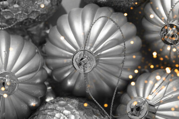 Obraz premium macro detail of beautiful shiny silver Christmas baubles