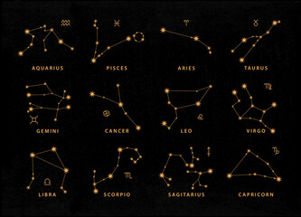 Zodiac constellation vector