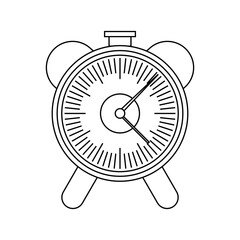 Clock alarm timer wake up black white outline icon - vector illustration