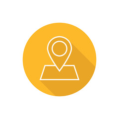 Map pin location flat icon with shadow
