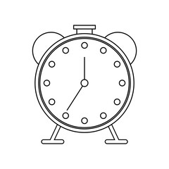 Clock alarm timer wake up black white outline icon - vector illustration