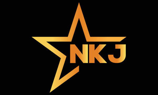 NKJ golden luxury star icon three letter logo design vector template. royal logo | luxury logo | jewelry logo | premium logo | iconic logo | Victoria logo |