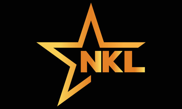 NKL golden luxury star icon three letter logo design vector template. royal logo | luxury logo | jewelry logo | premium logo | iconic logo | Victoria logo |