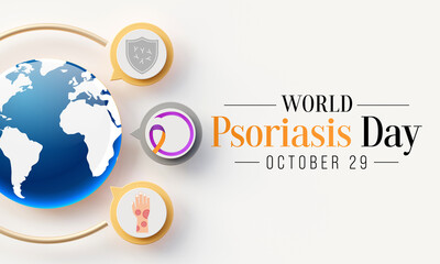 World Psoriasis day is observed every year on October 29, it is a skin condition that causes red, flaky, crusty patches of skin covered with silvery scales. 3D Rendering