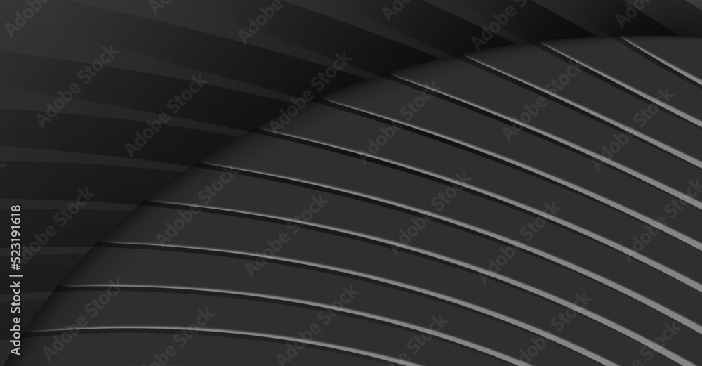 Poster abstract black background with 3d stripes creating pattern. vector illustration