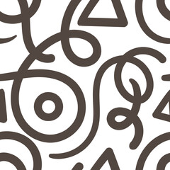 Seamless abstract pattern on white background. Vector doodle image. Graphic geometric ornament.