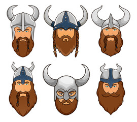 Viking head vector set