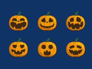 Set of halloween pumpkin pack collection illustration vector