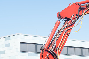part of orange construction crane