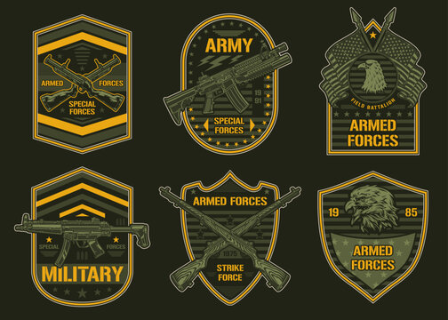 Weapons chevrons set colorful sticker