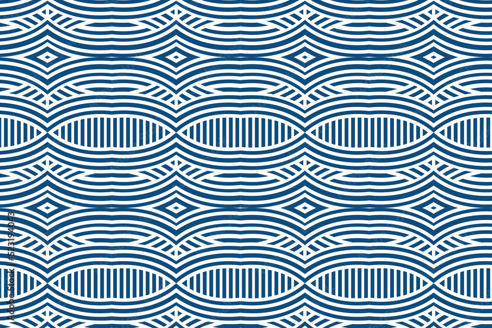 Poster the geometric abstract pattern. seamless vector background. blue and white texture. graphic modern p