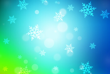 Light Blue, Green vector background in Xmas style.