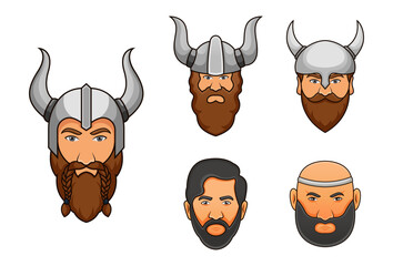 Viking head vector set