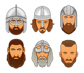 Viking head vector set