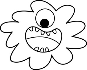 Cute fluffy monster with a big smile, Halloween clipart