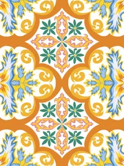 Foto op Plexiglas Portugese tegeltjes Repeat pattern abstract beautiful mediterranian splash ceramic tile italian painting