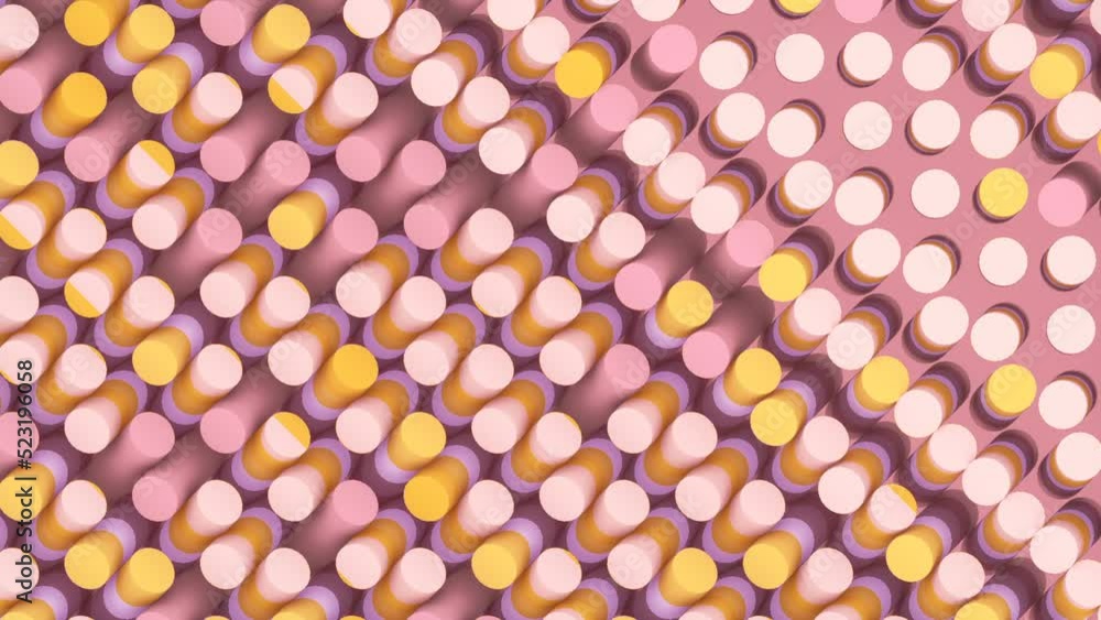 Leinwandbilder Digital background seamless loop wave animation of many cylinders. 3d rendering