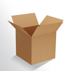 Big open cardboard box 3D rendering. Packaging box mock up.