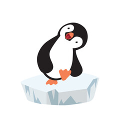 penguin on ice floe cartoon