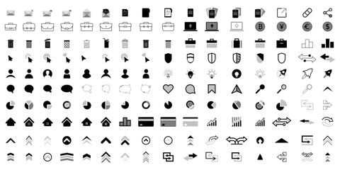 Big set of icons for business and finance. Modern icons and pictograms for apps and website. Illustration isolated on white background. Vector  EPS 10
