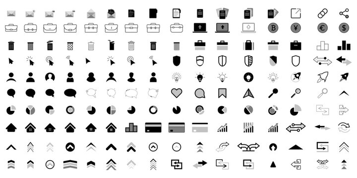 Big set of icons for business and finance. Modern icons and pictograms for apps and website. Illustration isolated on white background. Vector  EPS 10