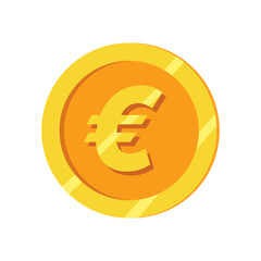 Euro gold coin symbol flat design illustration. Euro gold coin simple isolated on white