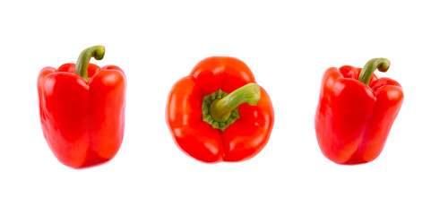 Paprika. Set pepper red. Bell peppers isolated on white. Sweet red pepper. With clipping path. Full depth of field..