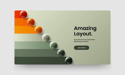 Fresh landing page vector design layout. Multicolored 3D balls placard illustration.