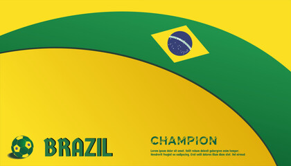 vector background brazil flag with ball soccer , vector illustration and text, perfect color combination